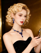 Vintage Blue Rhinestone Necklace and Earring Set