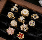 Hot selling rotating ring with micro-zirconia, luxurious and exquisite snowflake design, versatile full diamond jewelry