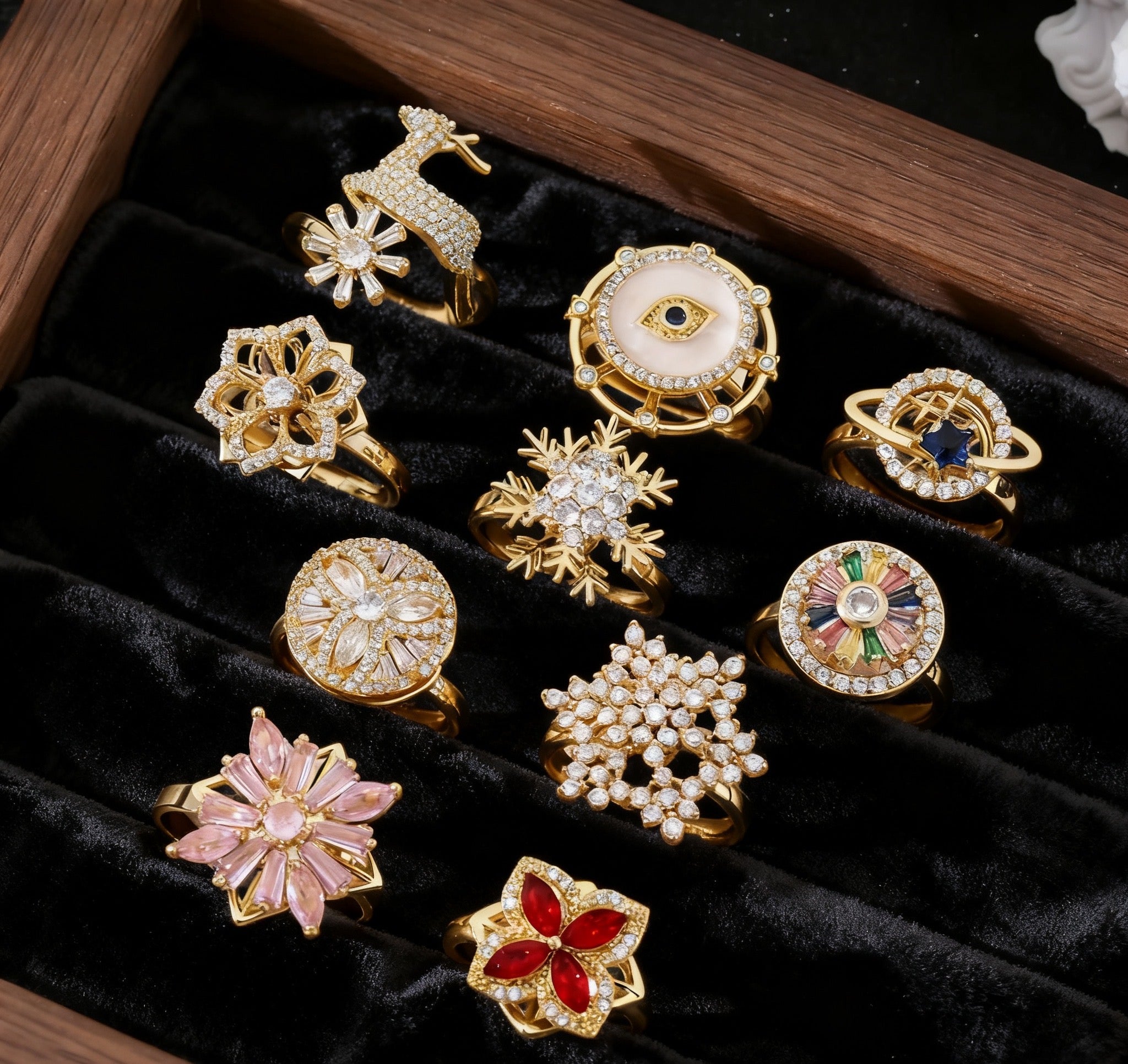 Hot selling rotating ring with micro-zirconia, luxurious and exquisite snowflake design, versatile full diamond jewelry