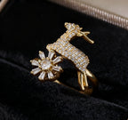 Hot selling rotating ring with micro-zirconia, luxurious and exquisite snowflake design, versatile full diamond jewelry