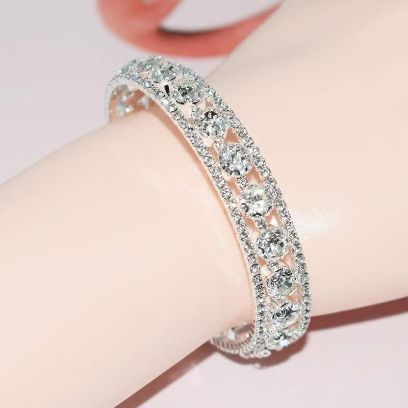 Rhinestone full diamond wrapped bracelet ins niche open bracelet crystal versatile high-end women's model